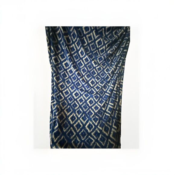 Lauren Ralph Lauren Dress Womens 4 Blue Ikat Geometric Sheath Ruched Sleeveless - Picture 3 of 9
